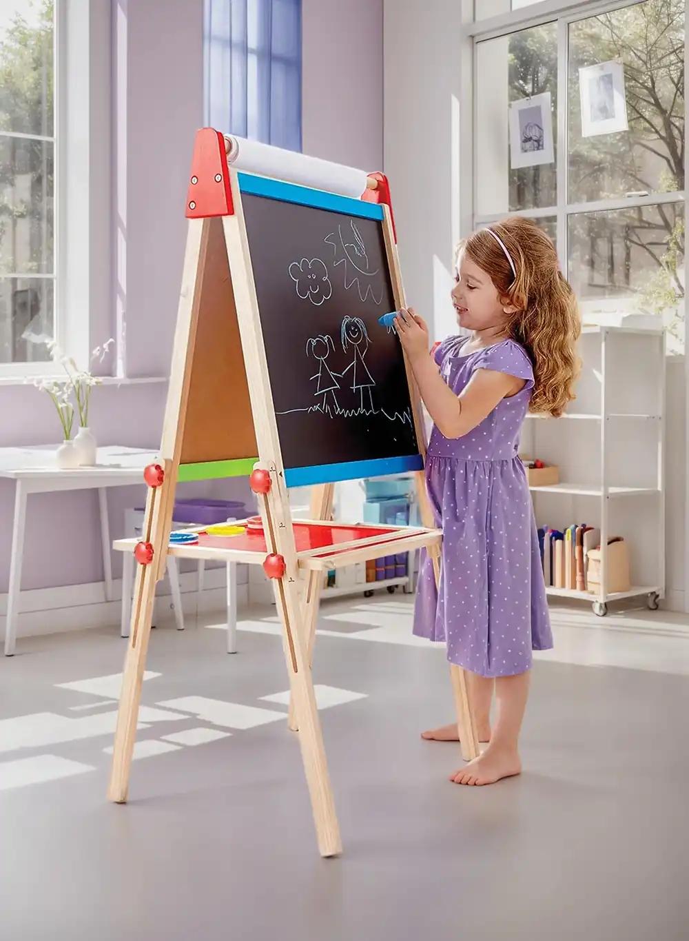 Hape kahepoolne puidust joonistustahvel lastele, kõrgus 95-110 cm, paberrull, pilt 2