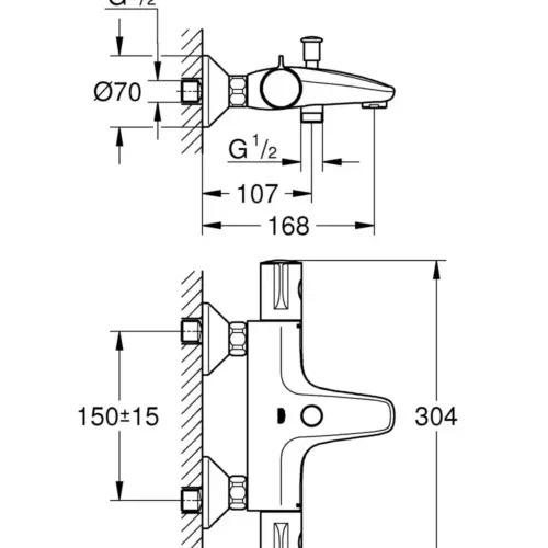 GROHE Grohtherm 800 - Termostaatsegisti vanni jaoks (voolikuga