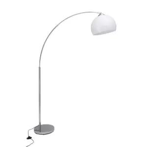 BRILLIANT Vessa kaarjas põrandalamp, 166 cm, kroom/valge