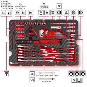 Originaalne Einhell E-CASE 80-osaline tööriistakohver (Tööriistakomplekt vastupidavas
