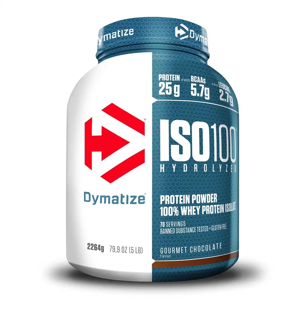Dymatize ISO 100 Hüdrolüüsitud Šokolaadimaitseline Vadakuvalgu Isolaat 2264g – Vadakuvalgu Hüdrolüsaat + Isolaat Pulber