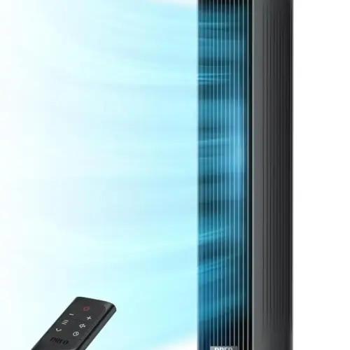 Dreo 28dB vaikne tornventilaator, 7,3m/s kiirus, 4 kiirusastet, 4 režiimi, 8-tunnine taimer, 90° ostsillatsioon, jahutav ventilaator koos puldiga, magamistuppa, Nomad One, must