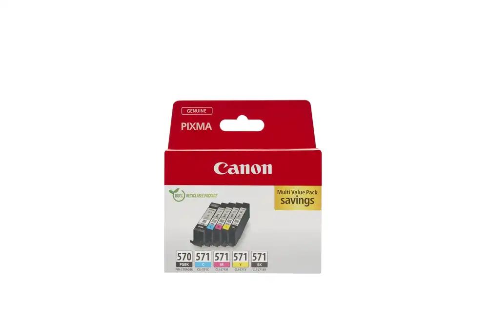 Canon PGI-570 BK CLI-571 BK C M Y PGBK tintide komplekt – 5 originaal tindikassetti (Must, Tsüaan, Magenta, Kollane, Pigmentmust) – Keskkonnasõbralik taaskasutatav pakend 2024