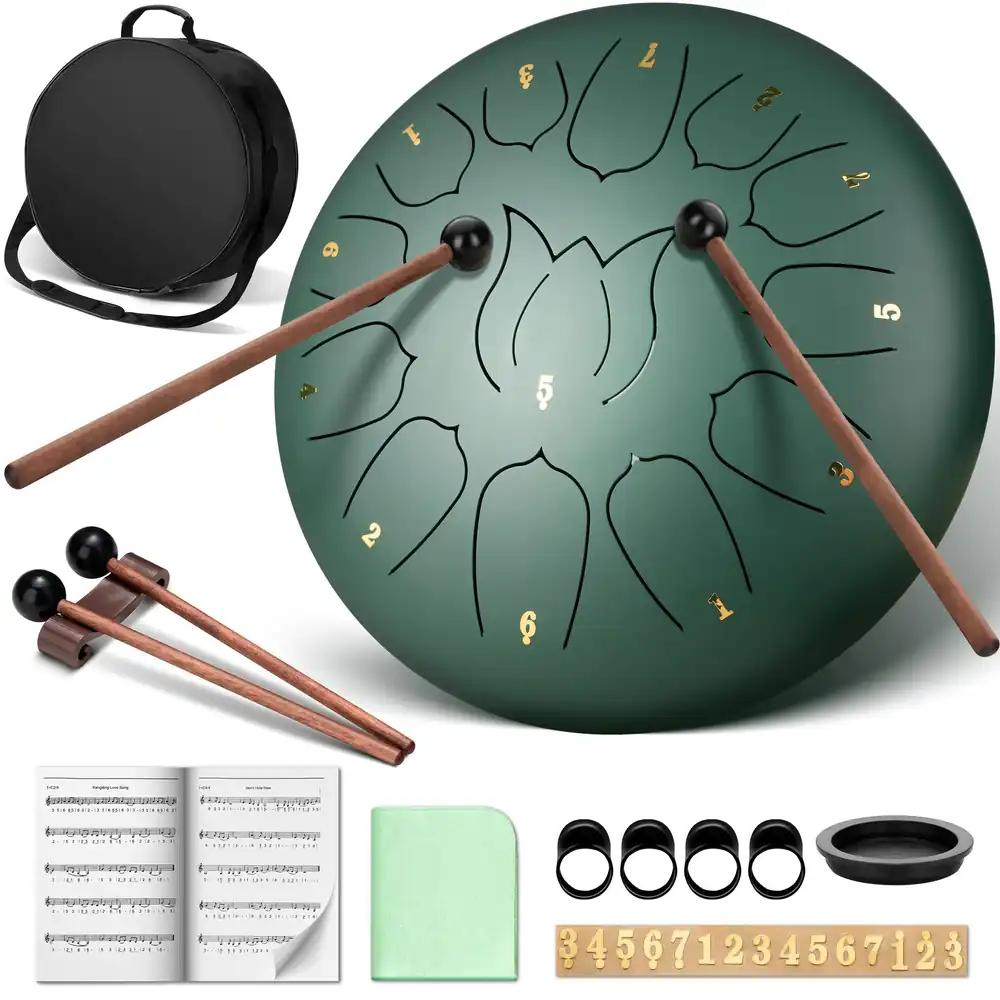 CAHAYA Terasest Keeletämp 12 Tolli 13 Nooti: Löökpill Algajatele, Handpan Nooraamatuga, Trommelpulkadega, Meditatsiooni ja Jooga Löökpill, Malahhiit CY00374-1