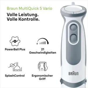 Braun MultiQuick 5 Vario MQ 5245WH saumikser – roostevabast terasest segamisjalg