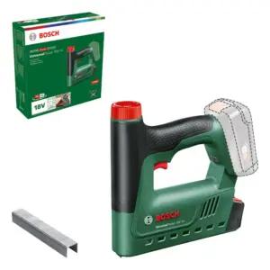 Bosch Home and Garden akuga klammerdaja UniversalTacker 18V-14 (pehme- ja kõvapuidu jaoks; klambrid ja naelad; kiirtulistusrežiim; 18V süsteem; 1000 peentraatklambriga; ilma akuta)