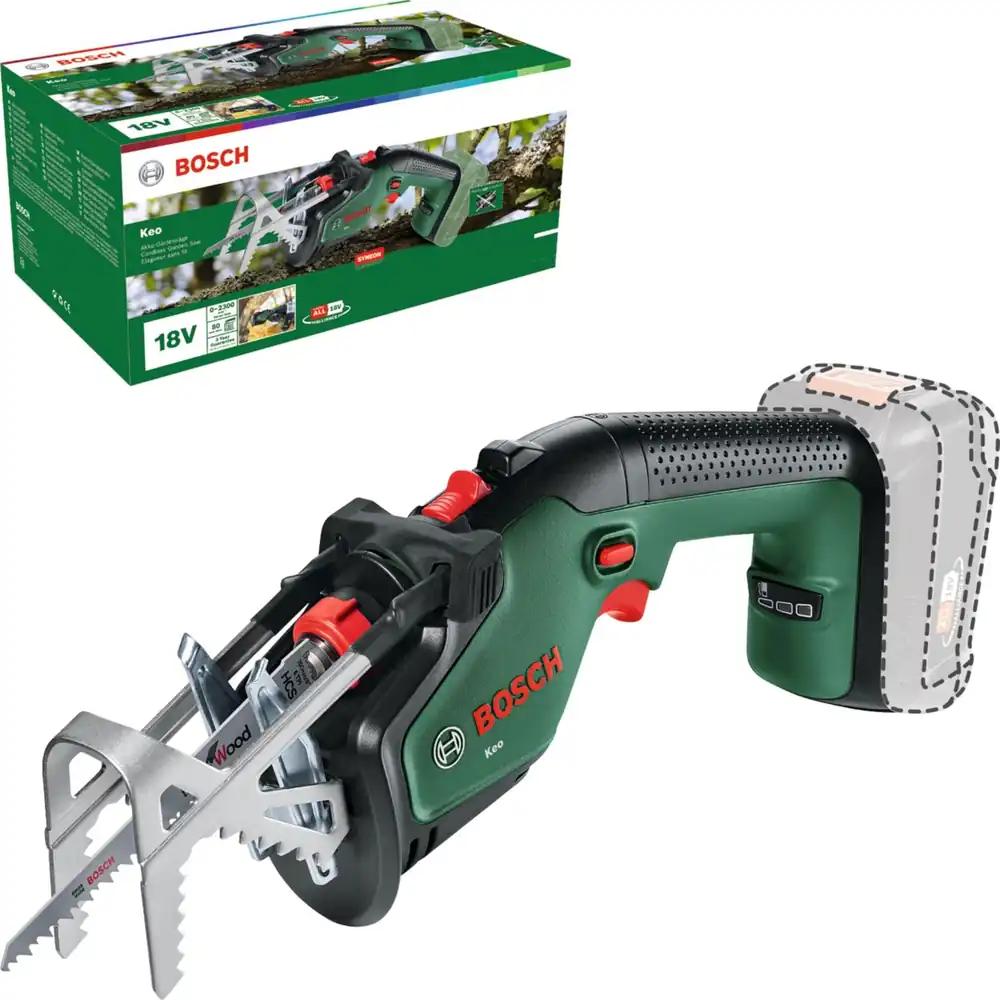 Bosch akuga aiasaag/tiigersaag/reetsaag (ilma akuta, 18 V süsteem, lõikevõime 80 mm, Šveitsi täpsussaeleht puidule, karbis)