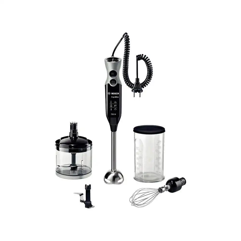Bosch ErgoMixx MSM67170 saumikser, roostevabast terasest jalaga, universaalne hakkija, mõõtekann, vispel, jääpurustusteraga, kerge korpus, 12 kiirust + turborežiim, 750 W, must/hall
