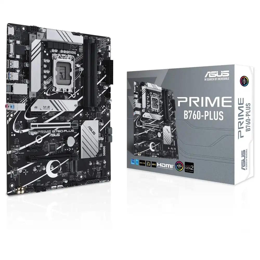 ASUS PRIME B760-PLUS mänguri emaplaat, Intel LGA 1700 (Intel B760, ATX, DDR5 mälu, PCIe 5.0, 3x PCIe 4.0 M.2, Thunderbolt 4, Aura Sync)