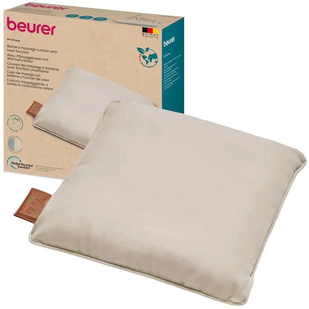 Beurer MG 139 juhtmevaba soojendusega Shiatsu-massažipadi, pestav kate, valmistatud taaskasutatud materjalist, automaatne väljalülitus, 40 x 40 cm, beež