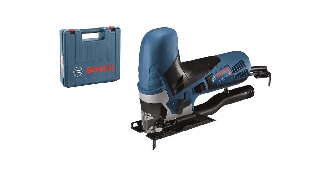Bosch Professional tikksaag GST 90 E (650 W, 1x saeleht, tolmuärastuskomplekt, rebituskaitse, lõikesügavus puidus: 90 mm, tööriistakohver)