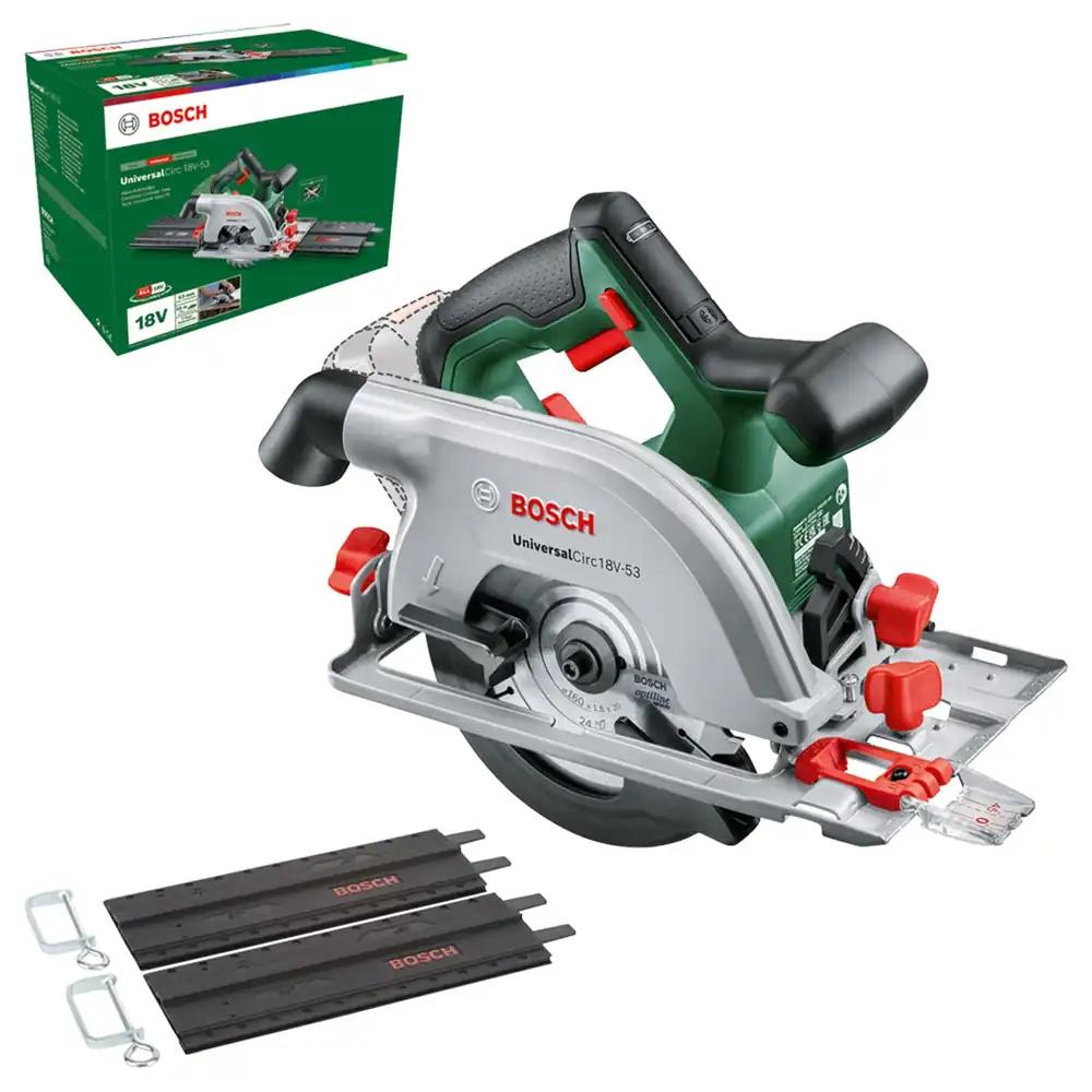 Bosch akuga ketassaag UniversalCirc 18V-53 (täpne saagimine igas puidumaterjalis; maksimaalne lõikesügavus 53 mm; 2-osaline juhtsiinisüsteem; 18V süsteem; ilma akuta) – Amazon Edition