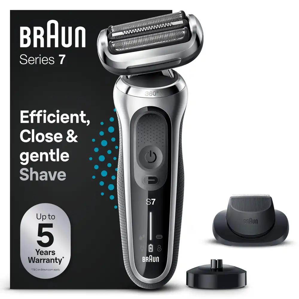 Braun Series 7 elektriline pardel 360° Flex funktsiooniga ja EasyClick täpse trimmeriga, meeste pardel märg- ja kuivkasutuseks, valmistatud Saksamaal, 71-S4200cs, hõbedane