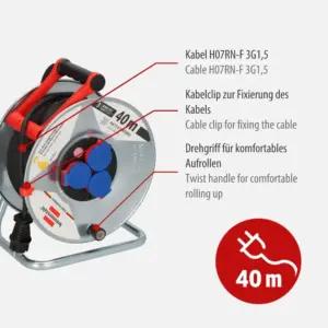 Brennenstuhl Garant S IP44 kaablitrummer (40m must kaabel
