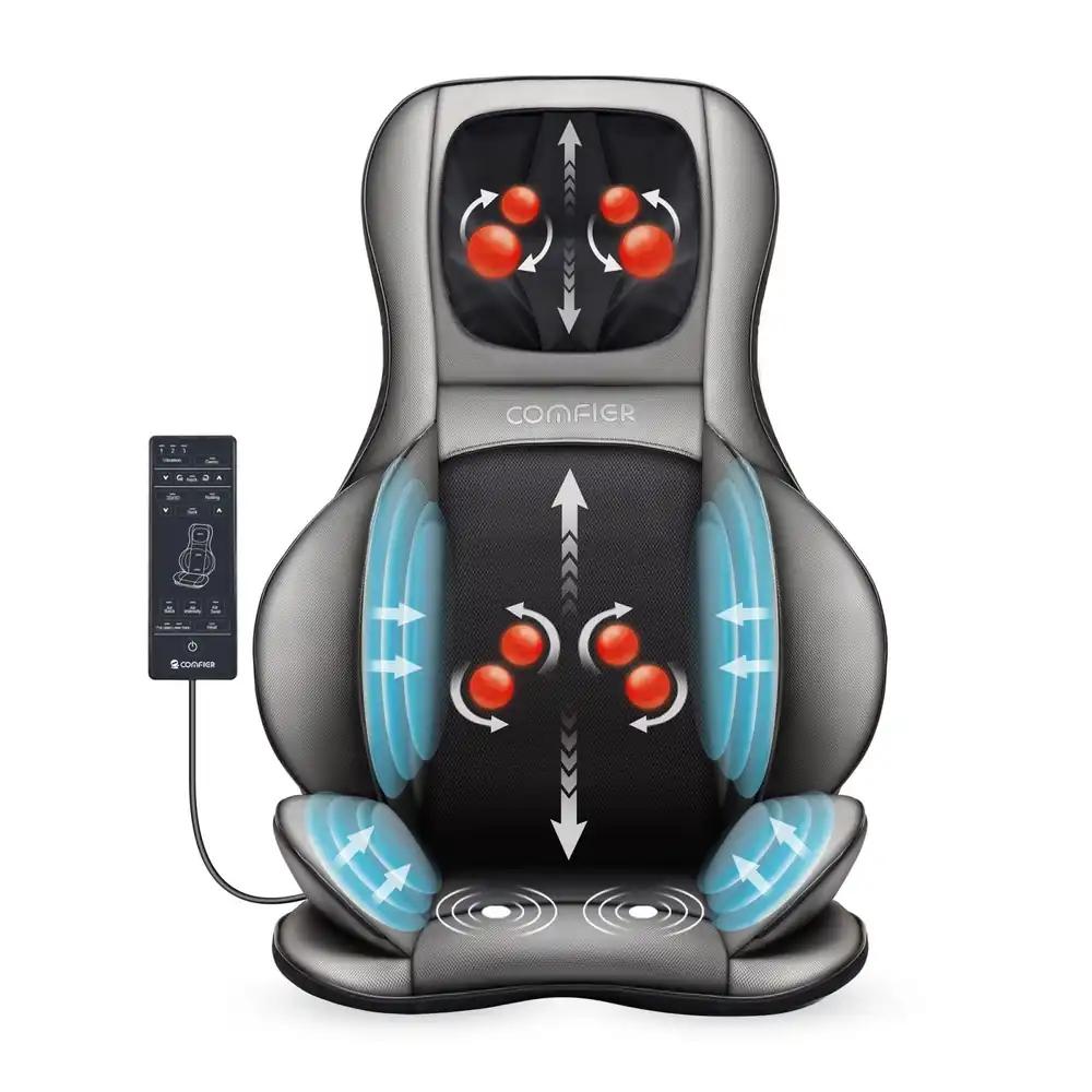 Comfier Shiatsu selja- ja kaelamassaaži istmepadi soojendusega – 2D / 3D sõtkumismassaažiga täisselja massaažiseade, reguleeritava õhukompressiooniga kogu keha massaažimatt meestele ja naistele