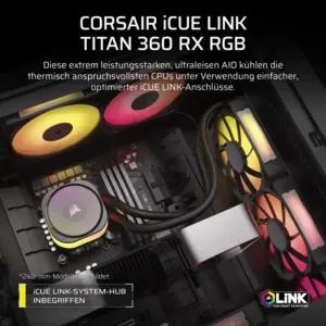 CORSAIR iCUE LINK TITAN 360 RX RGB vedelikjahutus – 360mm AIO – 3x RX120 RGB-ventilaatorit – Sobib Intel LGA 1851/1700