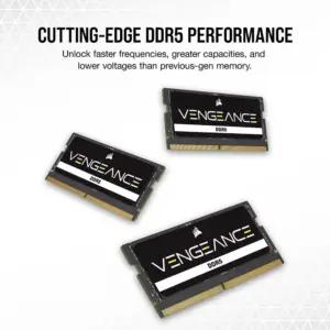 Corsair VENGEANCE SODIMM DDR5 RAM 32GB (1x32GB) 4800MHz CL40 Intel XMP iCUE ühilduv sülearvuti mälu – Must (CMSX32GX5M1A4800C40)