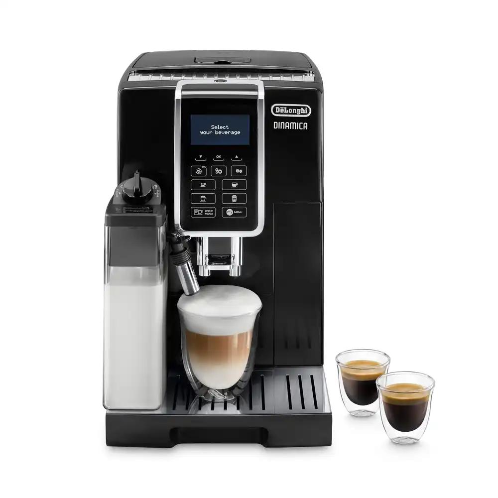 De’Longhi Dinamica ECAM 350.55.B täisautomaatne kohvimasin LatteCrema piimasüsteemiga – cappuccino, espresso ja kohv ühe nupuvajutusega, digitaalne ekraan, 2-tassi funktsioon, suur 1,8-liitrine veepaak, must