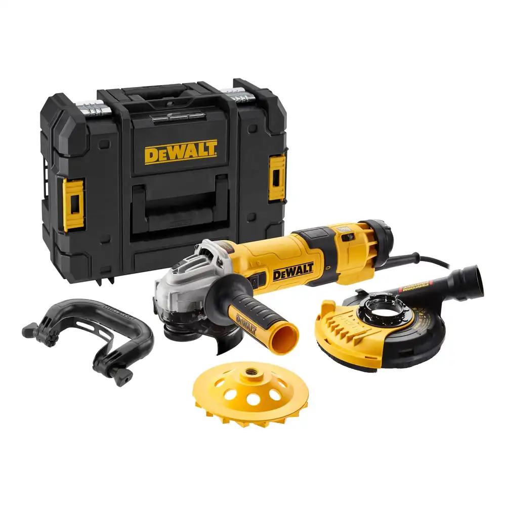 DeWalt Nurklihvija DWE4257KT (1 500W, 125mm ketta Ø, tühikäigu kiirus 2 800-10 000 min-1, M14, sisaldab kaitsekatet, sangkäepidet, teemantkettast, tolmukatet ja T-STAK II kohvrit)