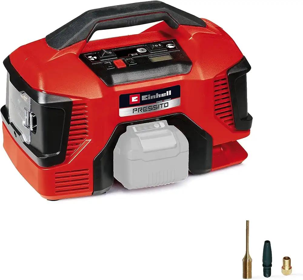 Einhell akukompressor PRESSITO 18/21 Power X-Change (18 V, max. 10,5 bar, 21 l/min imemisvõimsus, mootori pöörlemiskiirus 18000 min^-1, õlivaba, ilma akuta)