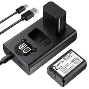 ENEGON NP-FW50 aku (2-pack|1300mAh) ja LED topelt USB laadija Sony ZV-E10