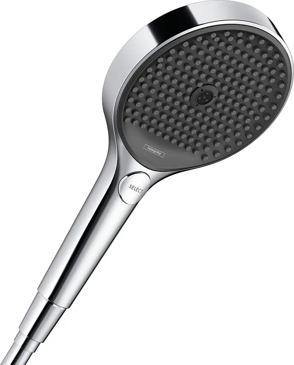 hansgrohe Rainfinity – veesäästlik dušiotsik 9 l/min (EcoSmart), käsidušš 3 pihustusviisiga, ümar dušiotsik (130 mm), katlakivivastane säästudušš, kroom, 26865000