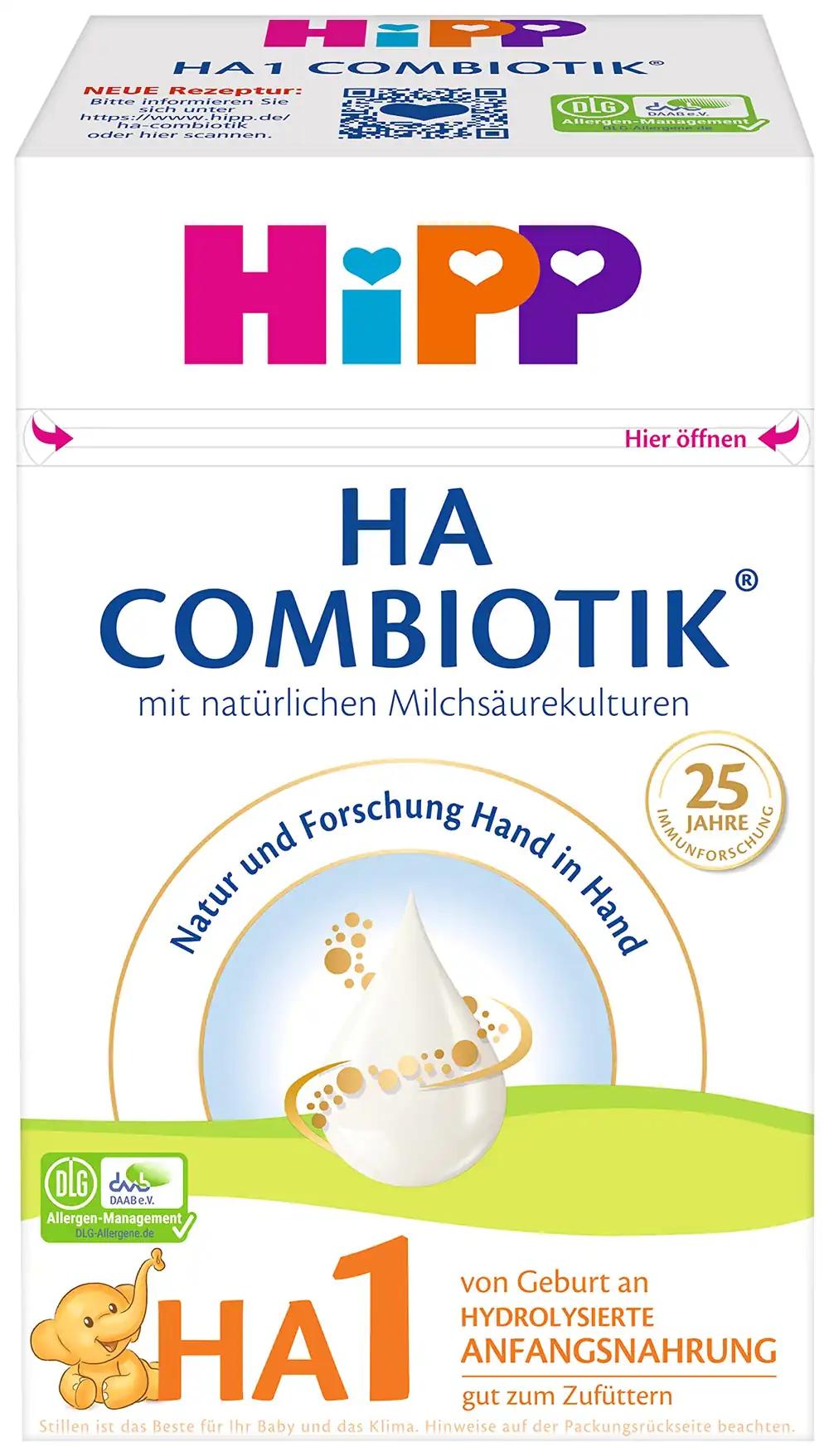 HiPP PRE HA Combiotik (4 x 600g), alustav piim tundliku immuunsüsteemi jaoks (hüdrolüüsitud) – alates sünnist, looduslike piimhappebakterite, DHA ja LCP (Omega-3 ja -6) sisaldusega