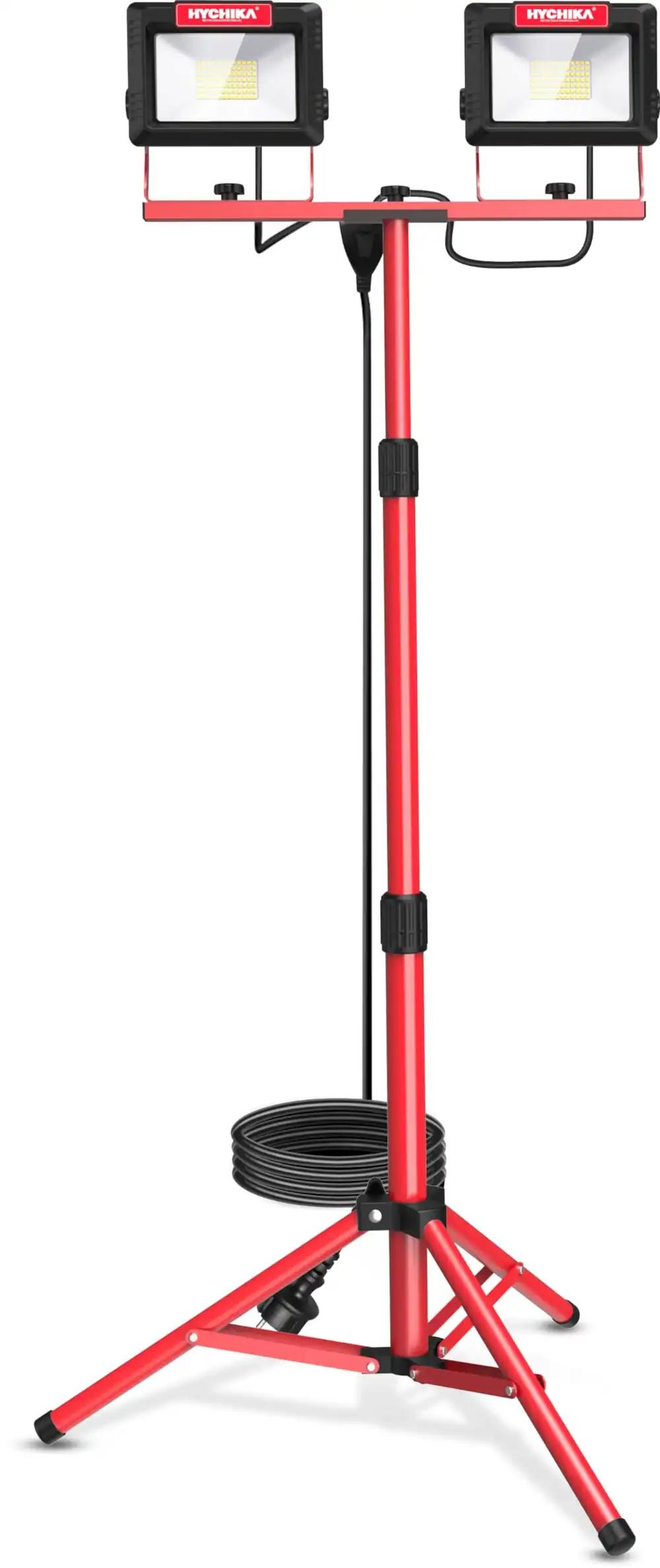 HYCHIKA LED töövalgusti statiivil, 2x60W LED prožektor, 2×7000 luumenit, teleskoopstatiiv 1,75M, 360° pööratav, 3M kaabel