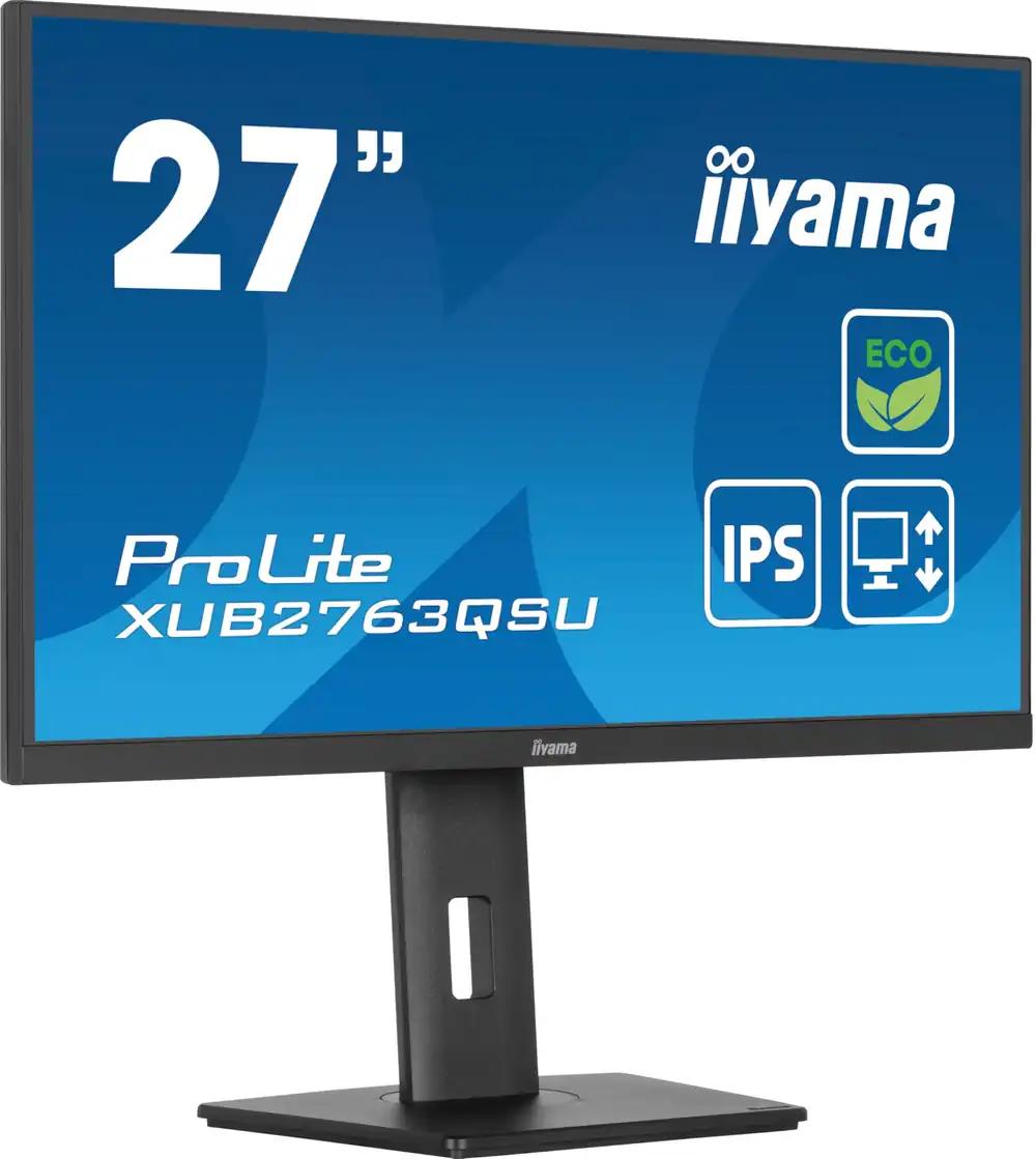 iiyama Prolite XUB2763QSU-B1 27″ IPS LED-monitor WQHD 100Hz HDMI DP USB3.2 Slim-Line kõrgusreguleeritav Pivot Adaptive Sync must