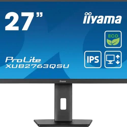 iiyama Prolite XUB2763QSU-B1 27" IPS LED-monitor WQHD 100Hz HDMI DP USB3.2 Slim-Line kõrgusreguleeritav Pivot Adaptive Sync must