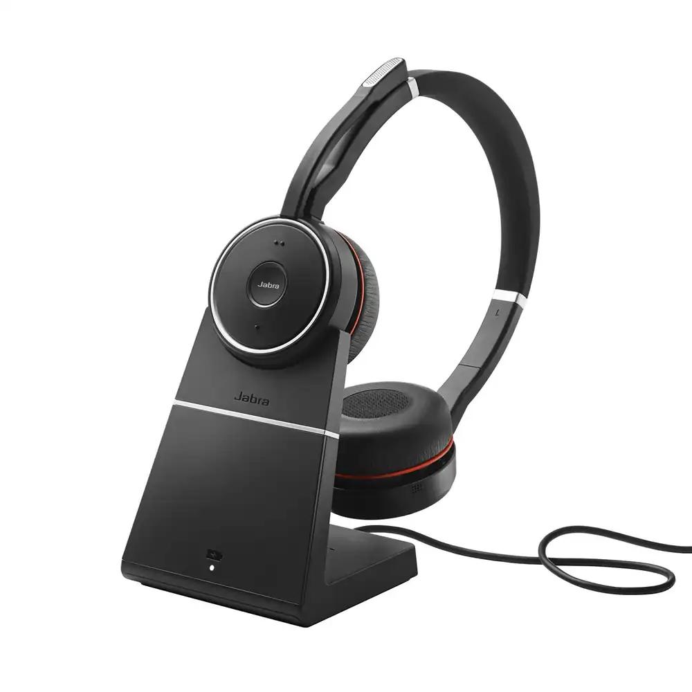 Jabra Evolve 75 SE juhtmevabad stereo kõrvaklapid – Bluetooth-peakomplekt mikrofoniga, ANC ja laadimisjaam – Sertifitseeritud MS Teams jaoks, ühilduv kõigi peamiste platvormidega – Must