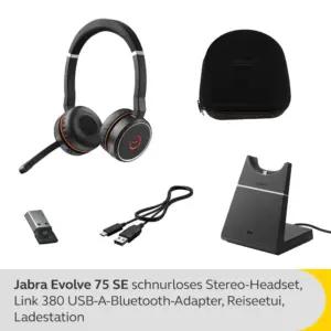 Jabra Evolve 75 SE juhtmevabad stereo kõrvaklapid – Bluetooth-peakomplekt mikrofoniga