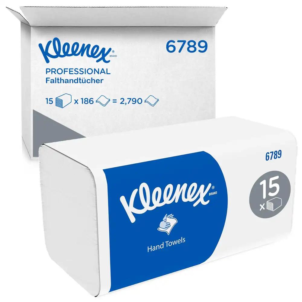 Kleenex paberkäterätikud Interfold voltimisega 6789 – 2-kihilised paberrätikud V-voltimisega – 15 pakki x 186 käterätikut (kokku 2790 paberkäterätikut), pehmed, mugavad, ülima imavusega ja rebenemiskindlad