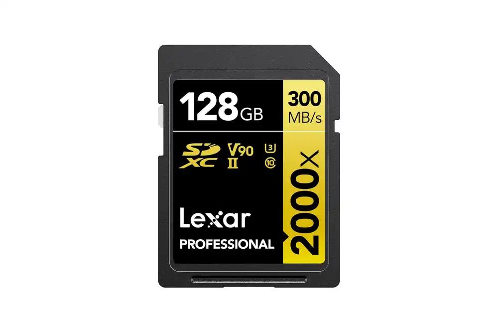 Lexar Professional 2000x SD kaart 128GB, SDXC UHS-II mälukaart ilma lugejata, kuni 300MB/s lugemiskiirus, Class 10, U3, V90 SD kaart DSLR-kaameratele ja kinokvaliteediga videokaameratele (LSD2000128G-BNNAG)