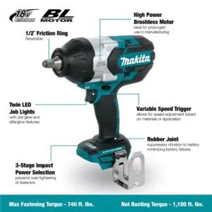 Makita DTW1002Z akuga löökmutrikeeraja 18