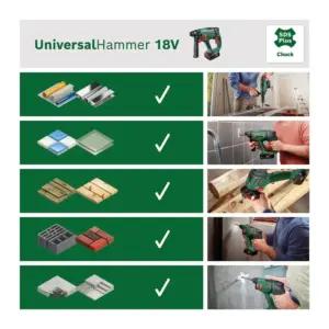 Bosch akuga puurvasar UniversalHammer 18V (ilma akuta; 18 V süsteem; puurimine/haamripuurimine/meiseldamine; 2