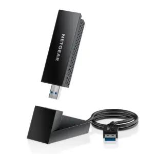 Netgear Nighthawk USB WLAN Adapter WiFi 6E USB 3.0 (A8000) | AXE3000 Internetiadapter kolmeribaline traadita gigabitkiirus (kuni 3 Gbit/s) | uus 6 GHz sagedusala | Windows PC jaoks