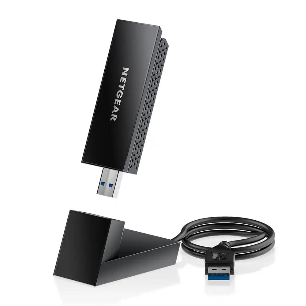 Netgear Nighthawk USB WLAN Adapter WiFi 6E USB 3.0 (A8000) | AXE3000 Internetiadapter kolmeribaline traadita gigabitkiirus (kuni 3 Gbit/s) | uus 6 GHz sagedusala | Windows PC jaoks