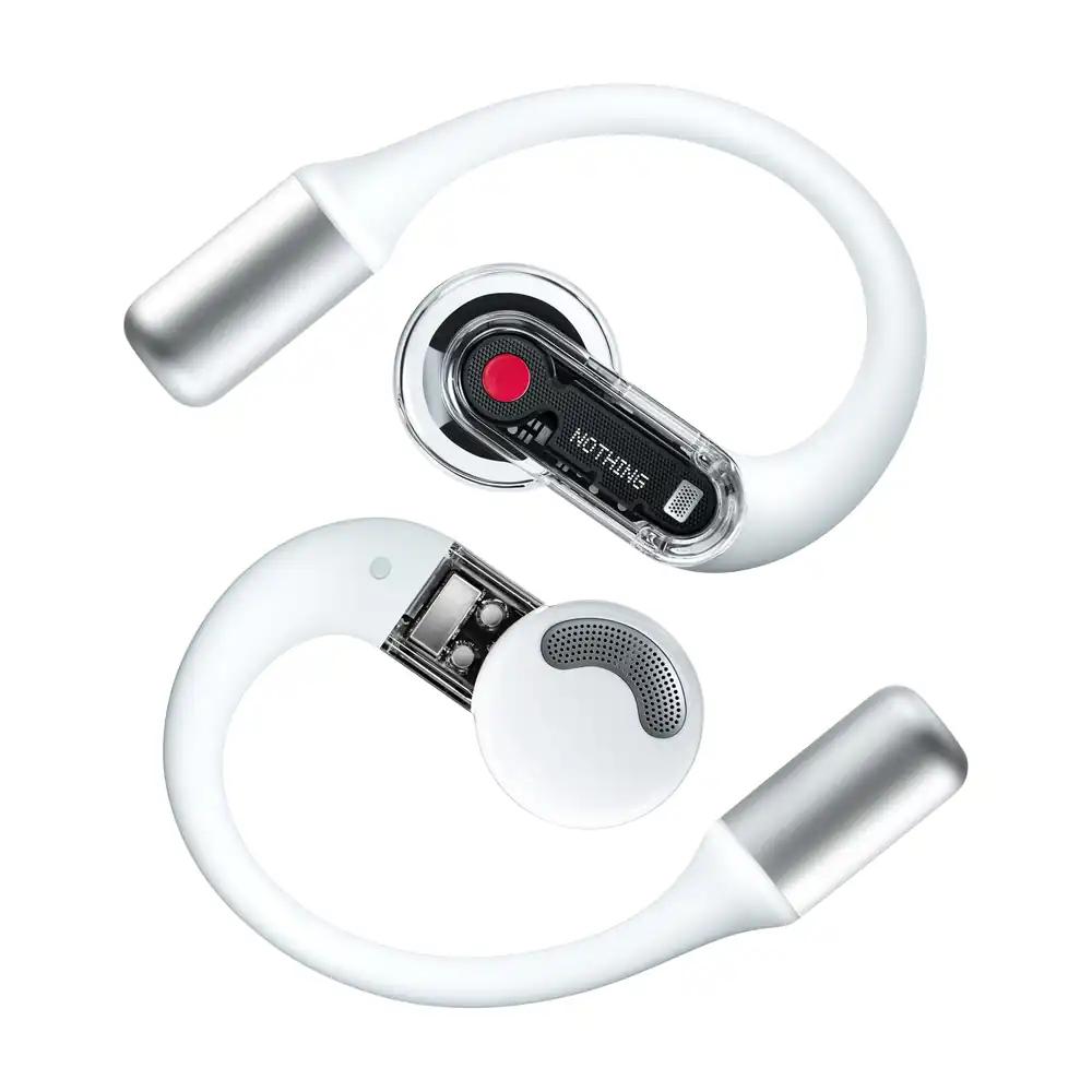 Nothing Ear (Open) avatud disainiga kõrvaklapid kahe mikrofoniga ja AI Clear Voice tehnoloogiaga, Open Sound Technology, IP54 tolmu- ja veekindlus, 30 tundi taasesitust ja täiustatud ekvalaiser – Valge