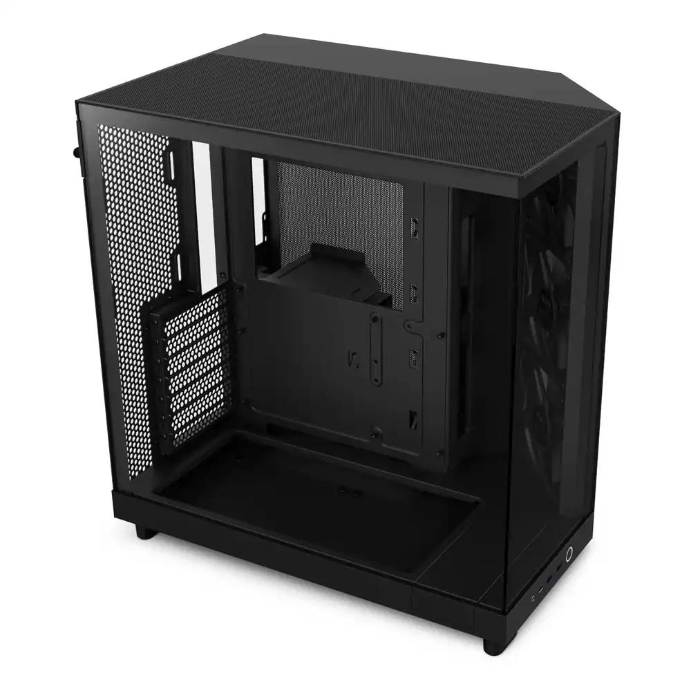 NZXT H6 Flow | CC-H61FB-01 | Kompaktne Mid-Tower kahekambriline arvutikorpus | Panoraamvaatega klaaspaneelid | Suure jõudlusega õhuvoolupaneelid | 3 x 120 mm ventilaatorit | Must
