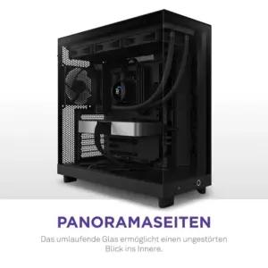NZXT H6 Flow | CC-H61FB-01 | Kompaktne Mid-Tower kahekambriline arvutikorpus | Panoraamvaatega klaaspaneelid | Suure jõudlusega õhuvoolupaneelid | 3 x 120 mm ventilaatorit | Must