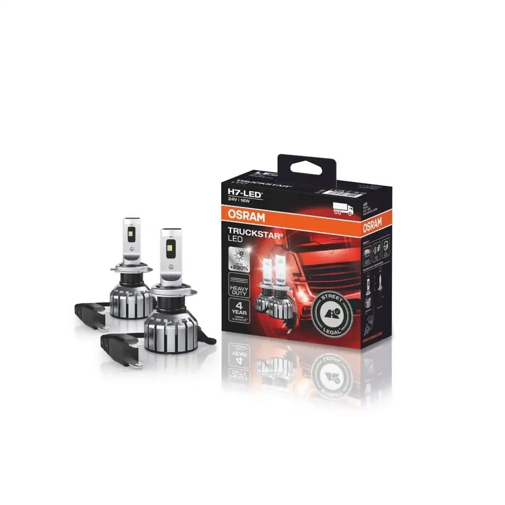 OSRAM TRUCKSTAR LED H7, kaugtuli ja lähituli veoautodele, tänavalegaalne, 24V, kuni 230% rohkem heledust, valge