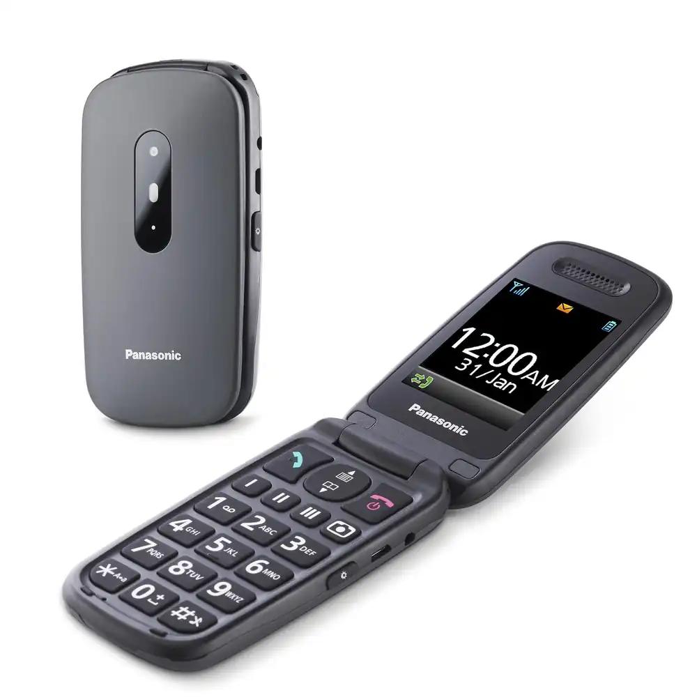 Panasonic KX-TU446EXG klapiga seenioritele mõeldud mobiiltelefon (SOS-hädaabinupp, põrutuskindel, kõne võimendi, suured eraldatud nupud, suur kiri ja numbrinäidik) hall