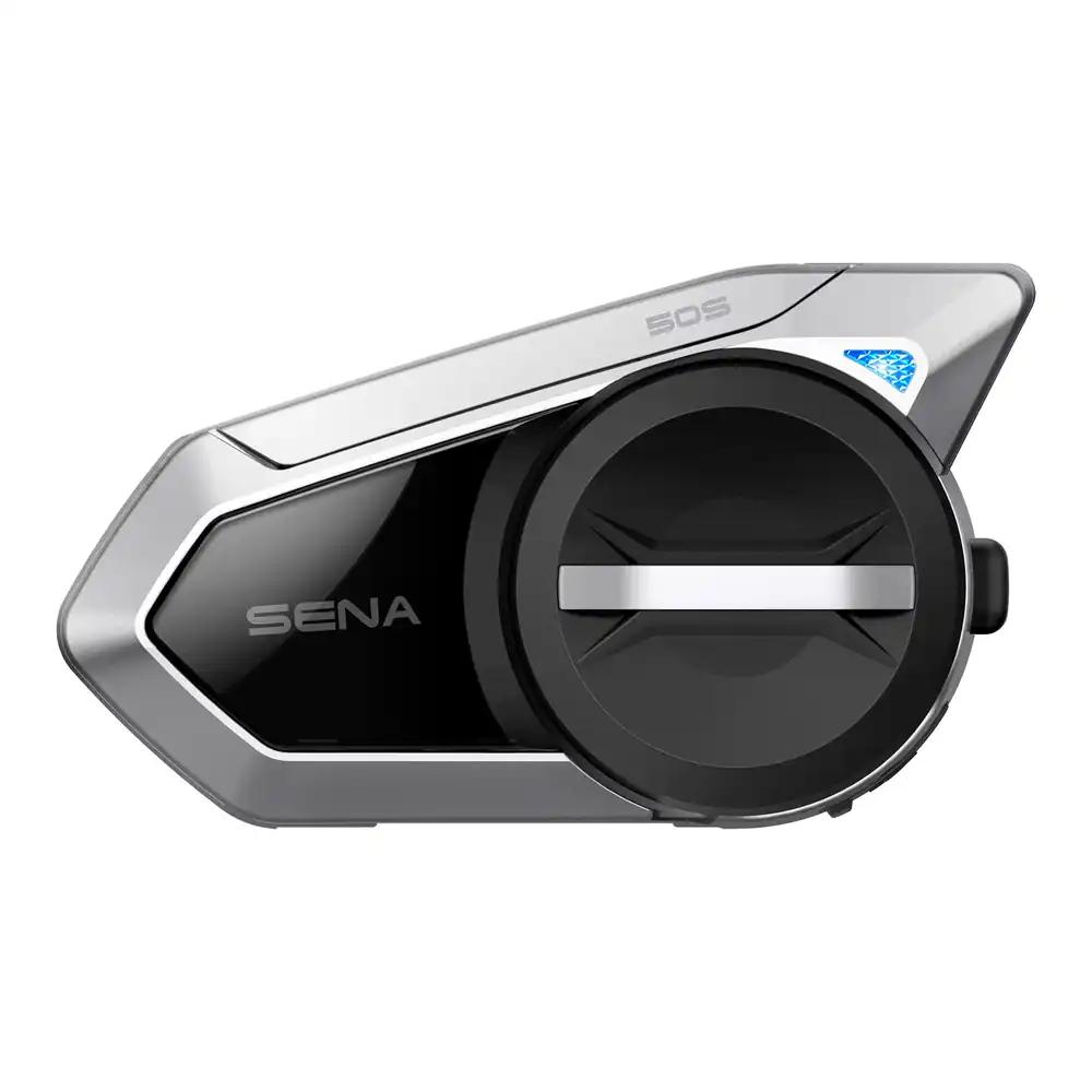 Sena 50S mootorratta Bluetooth-peakomplekt pöördnupu ja Harman Kardon heli, integreeritud Mesh Intercom süsteemi ning kvaliteetse mikrofoni ja kõlaritega