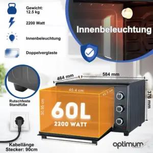 OptimumX Miniahi 60 Liitrit XXL koos Ventilaatoriga