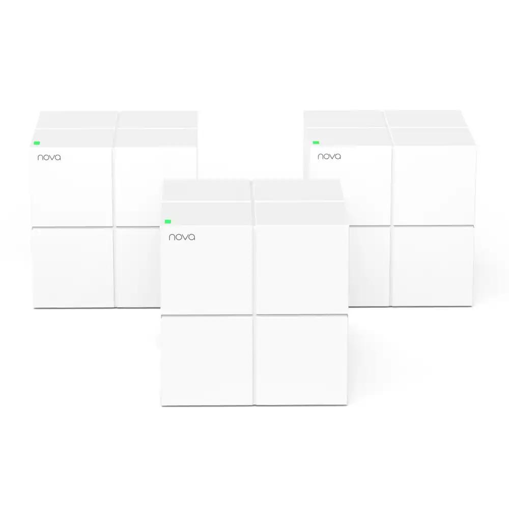 Tenda Nova MW6 Mesh WLAN Süsteem – AC1200 Dual Band WiFi Võrgusüsteem – Sobib Kodu Wi-Fi Katmiseks 3–5 Magamistoaga Majades – 6x Gigabit Port – Asendab Routeri ja Wi-Fi Kordaja – Alexa Ühilduv – 3 Pakki