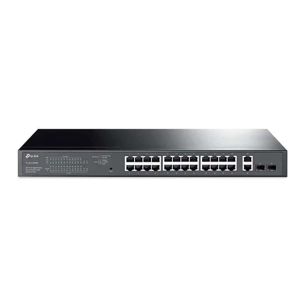 TP-Link TL-SG1428PE 28-Port Gigabit Easy Smart Switch 24 PoE+ pordiga (2 SFP pesaga, 250 W, kaitstud RJ-45 pordid, lihtne konfigureerimine, ideaalne väike- ja keskmise suurusega ettevõtetele) Must