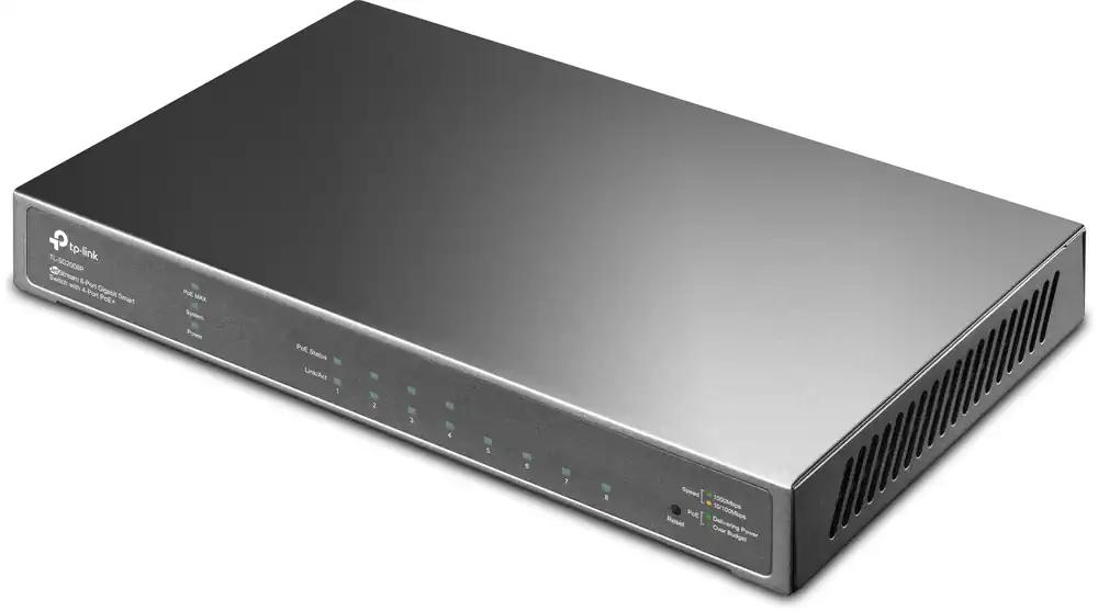 TP-Link TL-SG2008P 8-portiline nutikas hallatav võrgulüliti 4 PoE+ porti (62 W, IEEE-802.3af/at, tsentraalne pilvehaldus, Omada SDN, QoS, IGMP, LAN) Must, ärivõrk