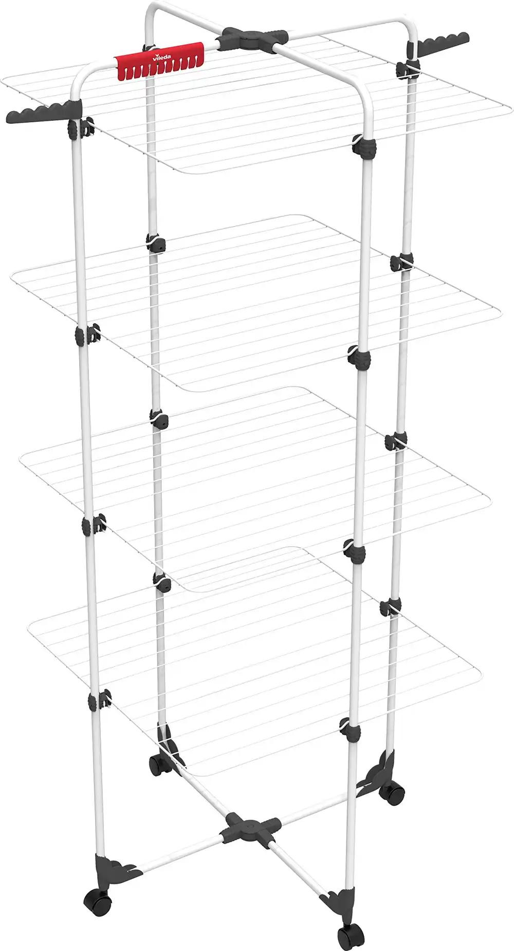 Vileda Mixer 4 tornkuivatusrest, 4-tasandiline pesukuivatusrest kuni 4 pesukorrale, kokkupandav, ratastel, kõrgus 1,64 m, 40 m nööripikkus, teras, ökoloogiline pakend