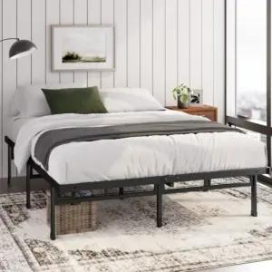 Zinus Justin metallist voodiraam 140x200 cm, 36 cm kõrge, panipaigaga, must, pilt 2